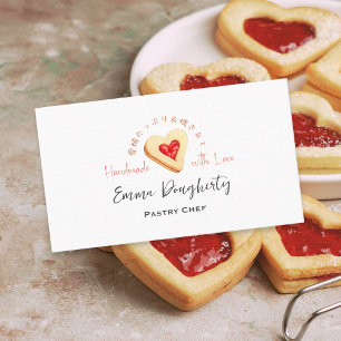 Pastry Chef Cookie Baker Heart Jam Watercolor Cute Business Card