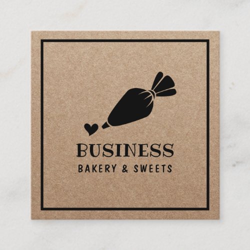 Pastry Chef Cupcake Cake Bakery Rustic Kraft Square Business Card