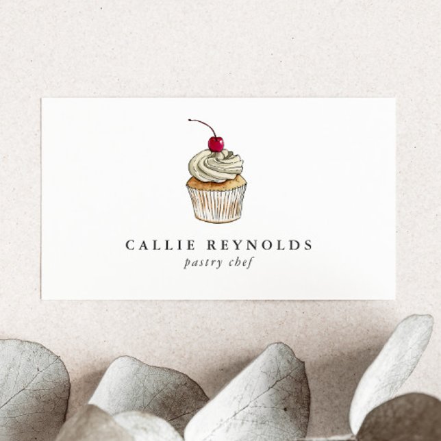 Pastry Chef Cupcake Whipped Cream Bakery Business Card (Creator Uploaded)