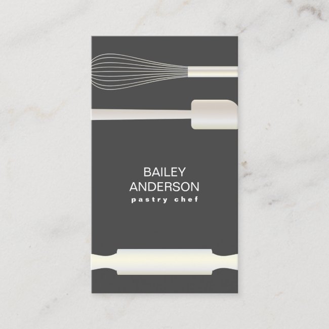Pastry Chef Faux White Gold and Gray Modern Bakery