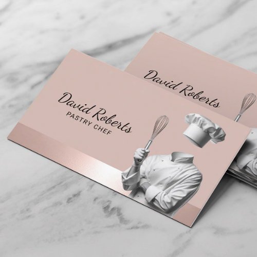 Pastry Chef Modern Rose Gold Bakery Business Card