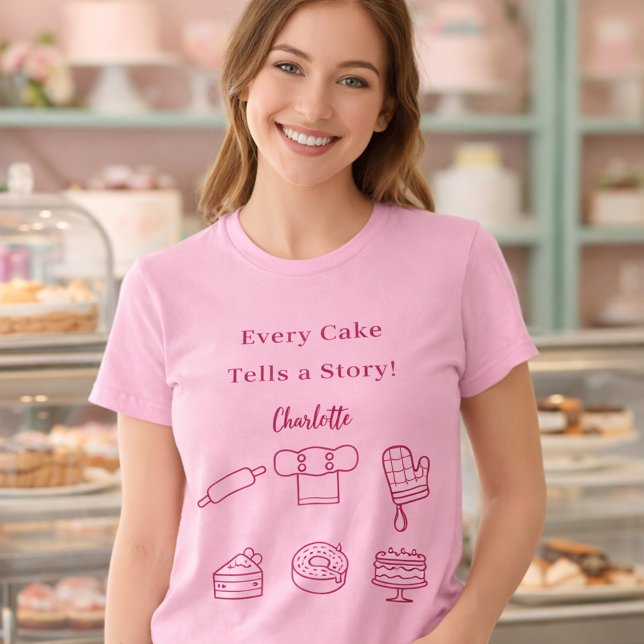 Pastry chef pink script slogan kitchen utensils T-Shirt (Creator Uploaded)