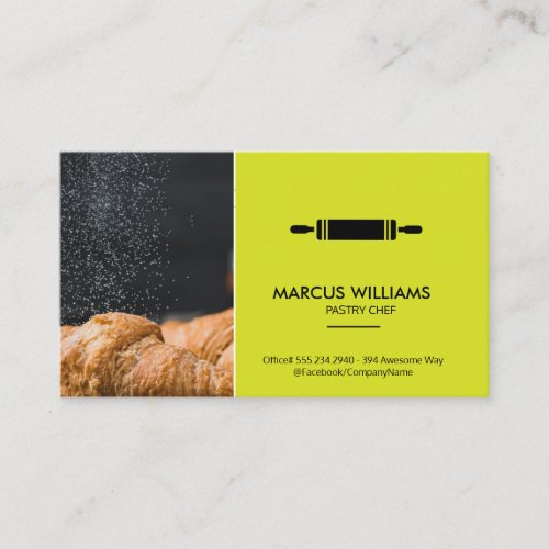 Pastry Chef  Rolling Pin and Croissants Business Card