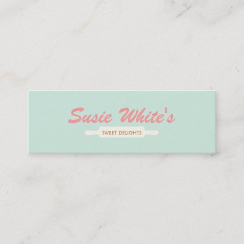 Pastry Chef Rolling Pin Cute Retro Bakers No 3 Mini Business Card