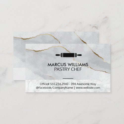 Pastry Chef  Rolling Pin  Marble Business Card