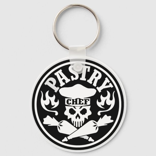 Pastry Chef Skull 1 Keychain (Front)