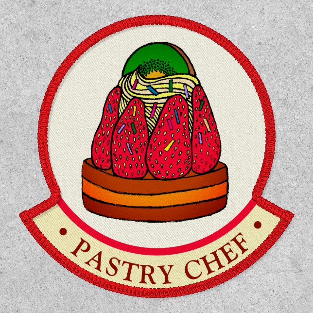 Pastry Chef Strawberry Cupcake Cute Professional Patch (Front)