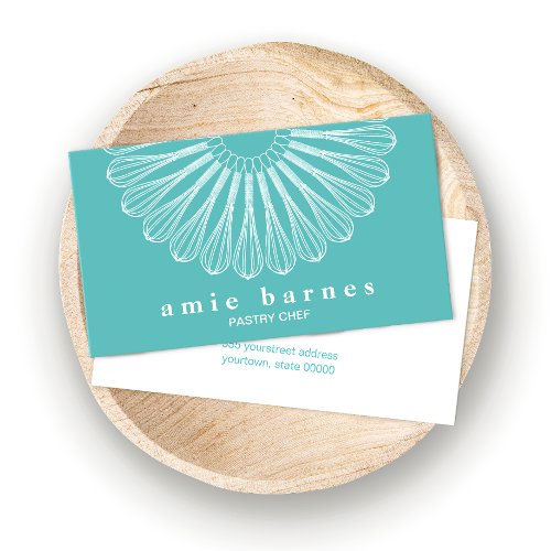 Pastry Chef Whisk Turquoise Blue Bakers Business Cards
