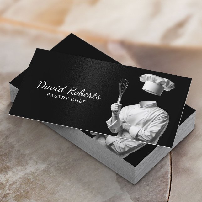Pastry Chef & Whisk Plain Black Cake Bakery Business Card (Creator Uploaded)