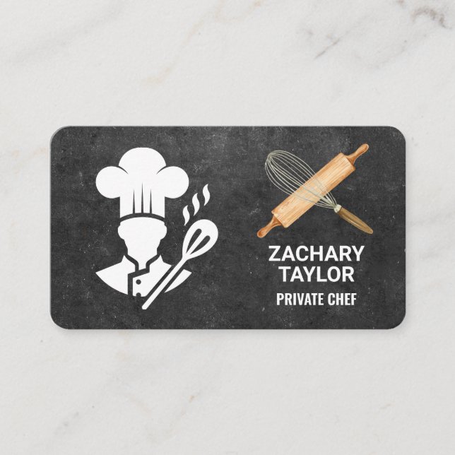 Pastry Chef | Whisk Rolling Pin | Baker Business Card (Front)