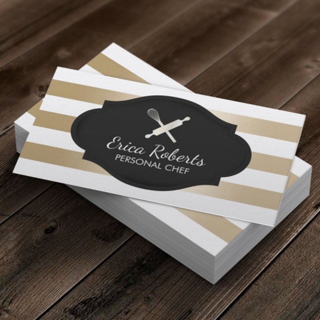 Pastry Chef Whisk & Rolling Pin Bakery Catering Business Card (Creator Uploaded)