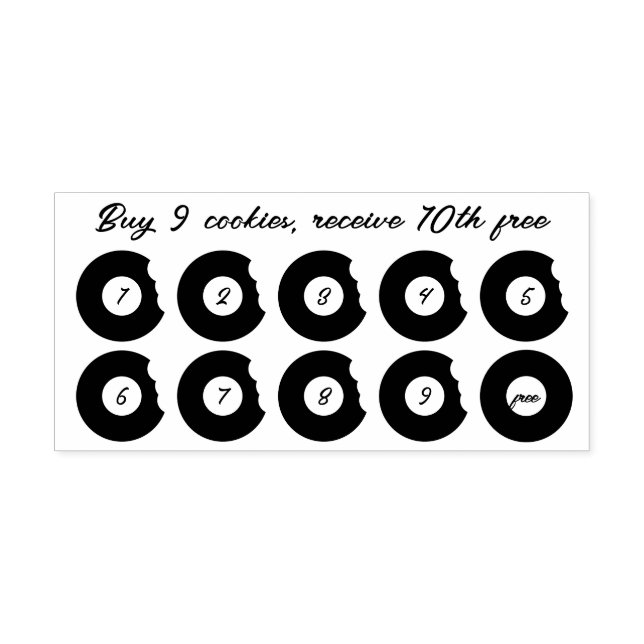 Pastry Cookies Donuts Punch Bakery Loyalty Rubber Stamp (Imprint)