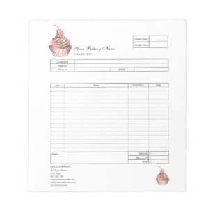 Pastry Cupcake Bakery Order Form Invoice Notepad