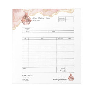 Pastry Cupcake Bakery Order Form Invoice Notepad