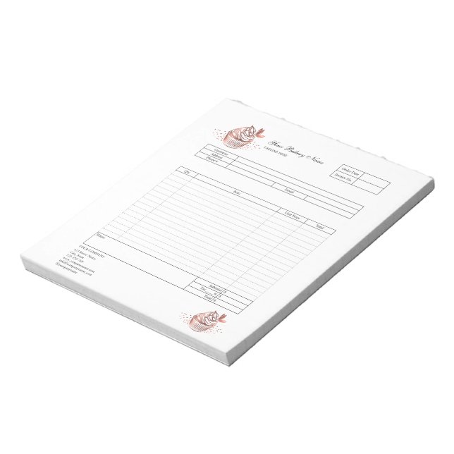 Pastry Cupcake Bakery Order Form Invoice  Notepad (Rotated)