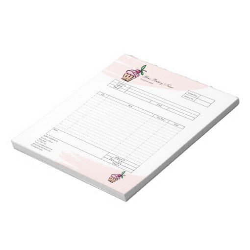 Pastry Cupcake Bakery Order Form Invoice Notepad | Zazzle