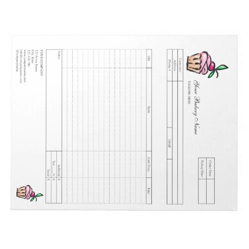 Pastry Cupcake Bakery Order Form Invoice  Notepad