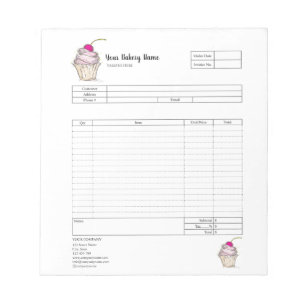 Pastry Cupcake Bakery Order Form Invoice Notepad