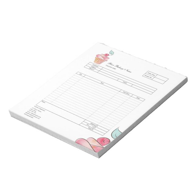 Pastry Cupcake Bakery Order Form Invoice  Notepad (Rotated)