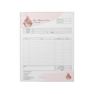 Pastry Cupcake Bakery Order Form Invoice Notepad