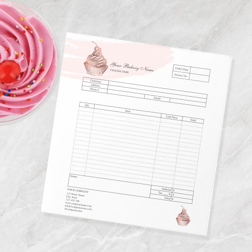 Pastry Cupcake Bakery Order Form Invoice  Notepad