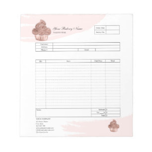 Pastry Cupcake Bakery Order Form Invoice Notepad