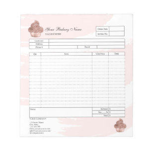 Pastry Cupcake Bakery Order Form Invoice Notepad