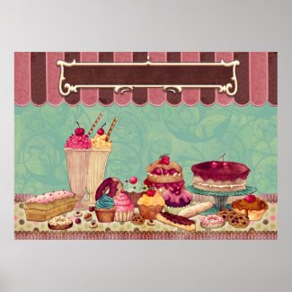Pastry Cupcake Patisserie Bakery Shop Sign print