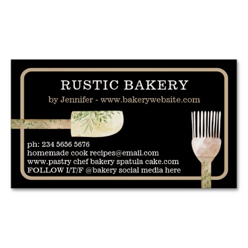 Pastry eucalyptus leaf spoon all in one page business card magnet