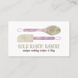 Pastry glitter rose gold sparkling chef baker business card