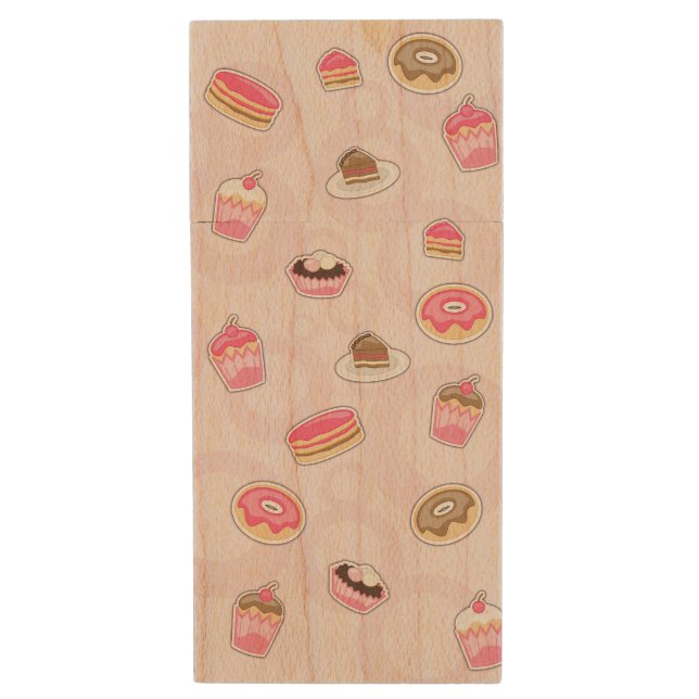 Pastry madness wood flash drive (Front Vertical)