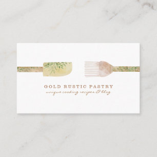 Pastry Rustic eucalyptus leaf spoon spatula Business Card