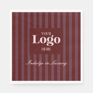 Pastry Shop Business Logo Luxury Burgundy Stripes Napkins