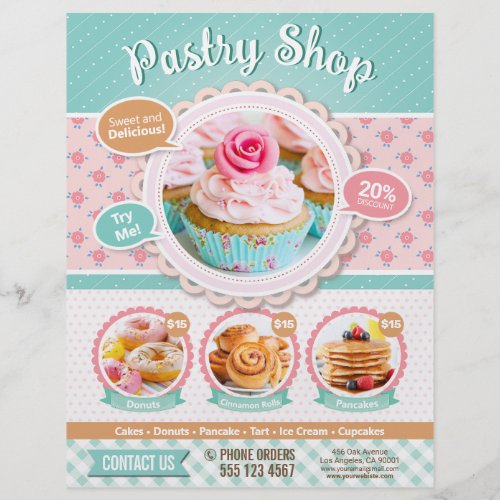 Pastry Shop  Confectionery  Cake Shop Menu Flyer