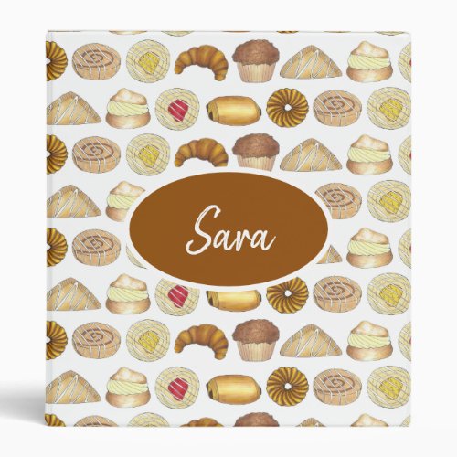 Pastry Tray Croissant Danish Muffin Baked Goods 3 Ring Binder