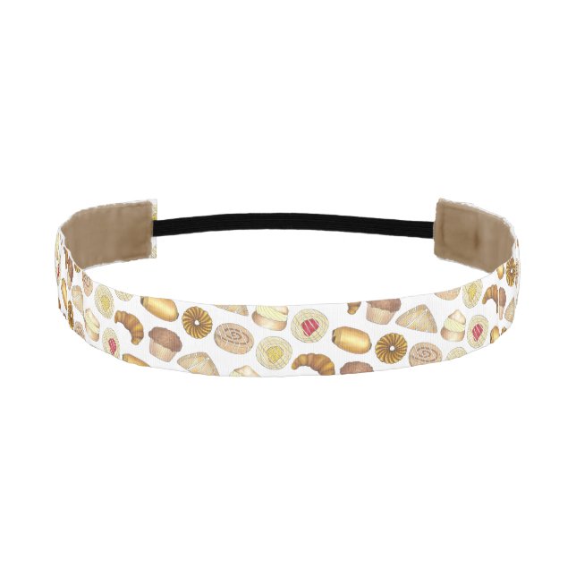 Pastry Tray Croissant Danish Muffin Baked Goods Athletic Headband (Front)