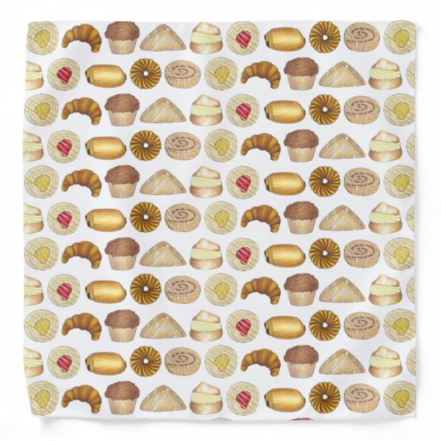 Pastry Tray Croissant Danish Muffin Baked Goods Bandana (Front)