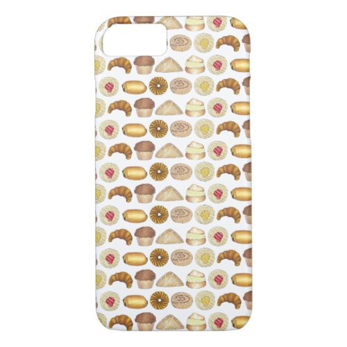 Pastry Tray Croissant Danish Muffin Baked Goods iPhone 87 Case