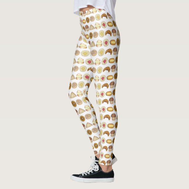 Pastry Tray Croissant Danish Muffin Baked Goods Leggings (Left)
