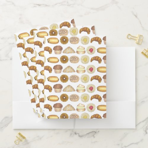 Pastry Tray Croissant Danish Muffin Baked Goods Pocket Folder