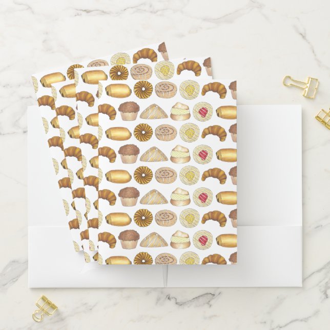 Pastry Tray Croissant Danish Muffin Baked Goods Pocket Folder (In Situ)