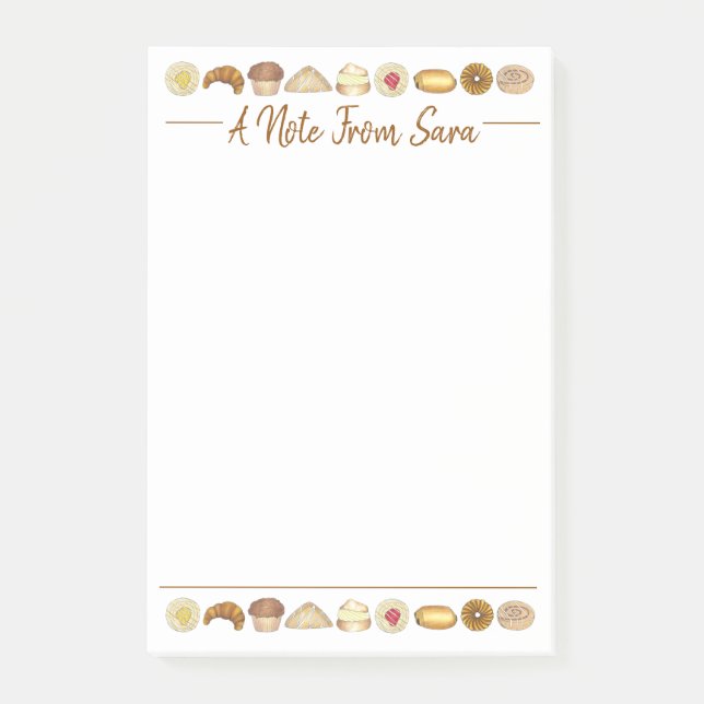 Pastry Tray Croissant Danish Muffin Baked Goods Post-it Notes (Front)