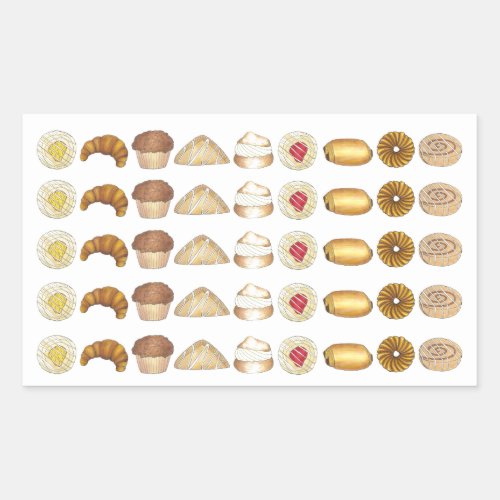 Pastry Tray Croissant Danish Muffin Baked Goods Rectangular Sticker