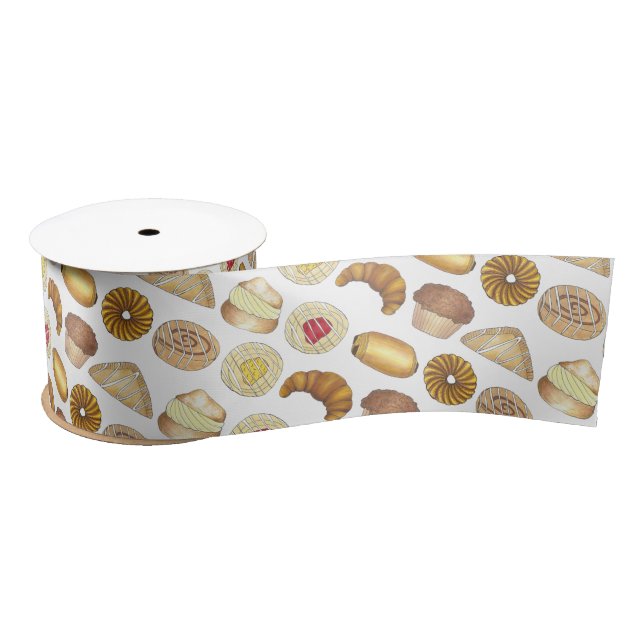 Pastry Tray Croissant Danish Muffin Baked Goods Satin Ribbon (Spool)