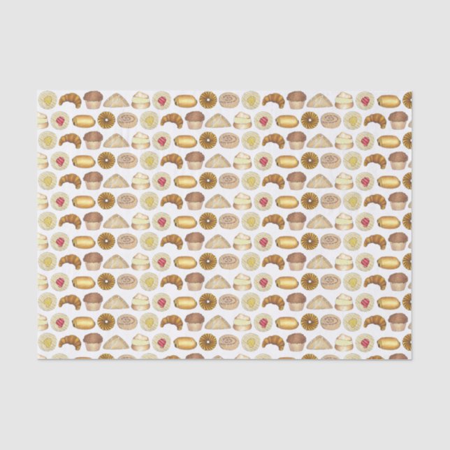 Pastry Tray Croissant Danish Muffin Baked Goods Tissue Paper (Front)