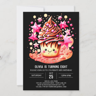 Pastry Watercolor Delight Muffin Girl Birthday Invitation
