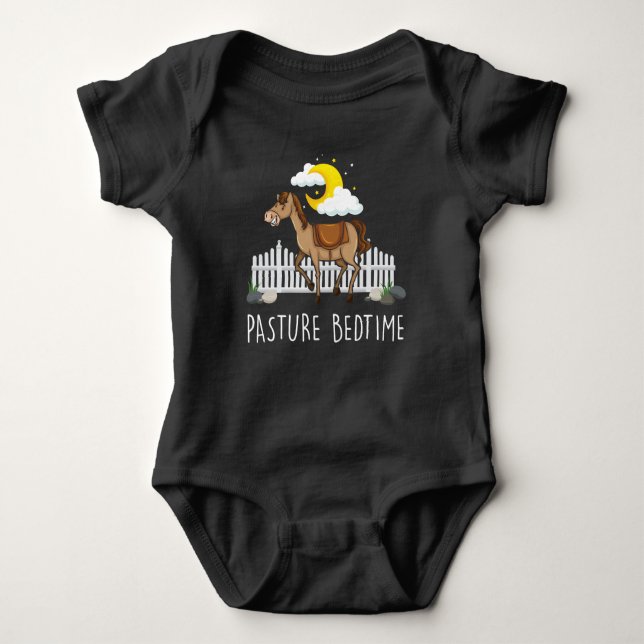 Pasture Bedtime Kids Good Night Horse Farm Animal Baby Bodysuit (Front)