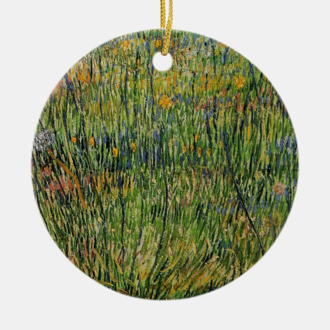 Pasture in Bloom by Vincent van Gogh Ceramic Ornament (Front)