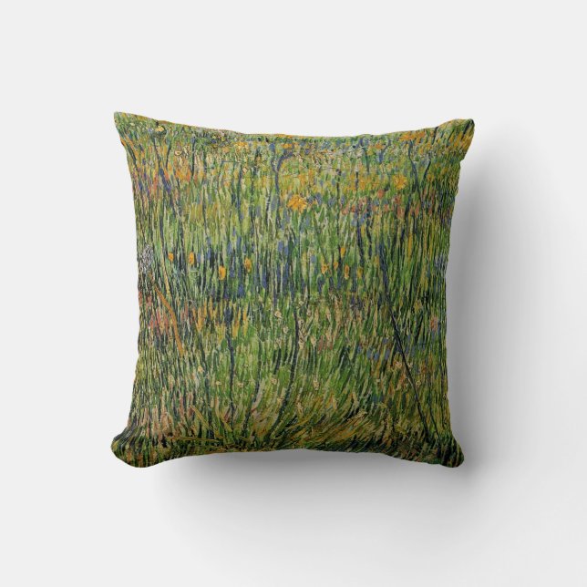 Pasture in Bloom by Vincent van Gogh Throw Pillow (Front)