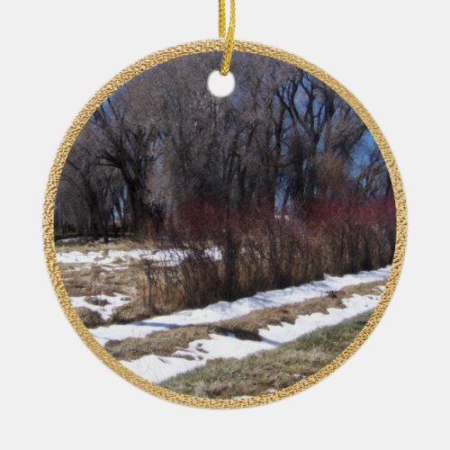 Pasture Snow Line Ceramic Ornament